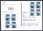 Bund 1531 geschnitten aus Skl.-MH als portoger. MeF mit 8x 10 Pf SWK auf Inlands-Postkarte von 1993-1997