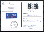 Bund 1934 als portoger. MeF mit 2x 100 Pf SWK "Goethe/Schiller" aus Bogen mit SR auf Lp-Postkarte von 1997-2002 n. China, AnkStpl.
