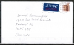 Bund 1348 als portoger. EF mit 300 Pf SWK aus Rolle auf Luftpost-Brief bis 20g von 1993-2002 n. Kanada, codiert