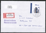 Bund 1407 als portoger. EF mit 350 Pf SWK aus Bogen vom Ober-Eckrand auf Einschreibe-Brief bis 20g von 1989 in die Niederlande