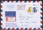Bund 1407 als portoger. MiF mit 350 + 140 Pf je SWK mit Oberrand auf Lp-Einschreibe-Brief vom April 1989 in die USA