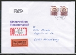 Bund 1679 als portoger. MeF mit 2x 500 Pf SWK aus Rolle auf Inlands-Einschreibe-Rckschein-Brief 50-100g von 1993-1997, codiert
