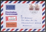 Bund 1679 als portoger. MeF mit 2x 500 Pf SWK als Unterrand-Bogen-Paar auf Lp-Einschr.-RSch-Brief von 1993-1997 n. Australien, AnkStpl. auf RSch.