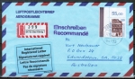Bund 1746 als portoger. EF mit 550 Pf SWK aus Bogen mit Ober-Eckrand auf Einschreib-Aerogramm von 1994-1997 n. Australien, Label + AnkStpl.