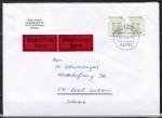Bund 1691 als portoger. MeF mit 2x 700 Pf SWK als Bogen-Paar auf Eilbrief 50-100g von 1993-1997 in die Schweiz, AnkStpl.
