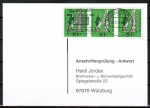 Bund 605 als portoger. MeF mit 3x 20 Pf Wohlfahrt 1969 auf Sammel-Anschriftenprüfungs-Postkarte von 1993-2002