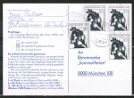 Bund 693 als portoger. MeF mit 4x 10 Pf "Dante Alighieri" auf Inlands-Postkarte von 1978