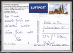 Bund 2845 als portoger. EF mit 75 Cent Regensburg als Nassklebe-Marke auf Auslands-Postkarte von 2011 in die Niederlande, codiert