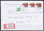 Berlin 874 als portoger. MeF mit 3x 70 Pf SWK / Helgoland aus Rolle + 100 Pf SWK Berlin auf Orts-Einschreibe-Brief bis 20g von 1990-1991
