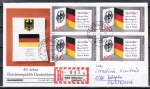 Bund 1421 - 50 Pf überfrankierte MeF mit 4x 100 Pf 40 Jahre Bundesrepublik auf Inlands-Einschreibe-Brief bis 20g von 1990