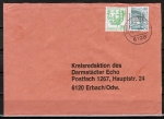 Bund 1038 LS als portoger. MiF mit grner 50 Pf B+S - Marke aus Rolle im Letterset-Druck + 80 Pf-Marke auf Inlands-Brief 20-50g von 1987-1989
