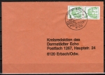 Bund 1038 o.g./u.g. als portoger. EF mit grüner 50 Pf B+S - Marke als oben/unten geschn. Paar aus MH/Bdr. auf Inlands-Brief bis 20g von 1989-1997