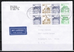 Bund B+S-Heftblatt 2,- DM mit grner 50 Pf im Buchdruck als portoger. H-Blatt-EF auf Luftpost-Brief 15-20g von 1982-1989 in die USA, rs. Code