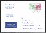 Bund 1038+1028 o.g. als portoger. Zdr.-EF mit 50 Pf grüne + 60 Pf rote B+S als Zdr. oben geschn. aus MH auf Luftpost-Postkarte von 1982-1989 n. Australien