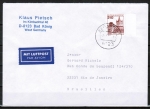 Bund 998 als portoger. EF mit 210 Pf B+S aus Bogen mit Rand auf Luftpost-Brief 10-15g von 1986 nach Brasilien