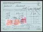Bund 1143 als portoger. MiF mit 2x 300 Pf + rote 60 Pf je B+S - Serie im Buchdruck auf Paketauslieferungsliste fr 3 Pakete von 1984