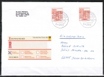 Bund 1143 als portoger. MeF mit 2x 300 Pf B+S vom Bogen je mit Seitenrand auf Inlands-Einwurf-Einschreibe-Brief ber 50g von 4/2002