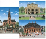 7 verschiedene Ansichtskarten von Felizitas Kastner von Frankfurt / Main (1978/1979)