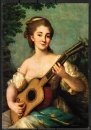 Ansichtskarte von Charles Le Brun (1619-1690) - "Mädchen mit der Gitarre"