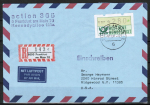 Bund ATM 1 - Marke zu 280 Pf als portoger. EF auf Luftpost-Einschreibe-Brief 5-10g von 1981-1982 (!) in die USA, AnkStpl.