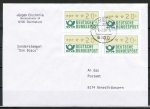 Bund ATM 1 - 4 Marken zu 20 Pf in Gravur-Type als portoger. MeF auf Inlands-Brief bis 20g von 1982-1989
