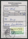 Bund ATM 1 - Marke in Spritzguss-Type als portoger. EF auf Einlieferungsschein fr einen Nachnahme-Brief von 1982-1989