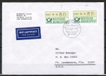 Bund ATM 1 - - 2 Marken zu 80 Pf in Gravur-Type als portoger. MeF auf Luftpost-Brief bis 20g von 1982-1989, rs. kl. Code-Stpl.