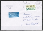 Bund ATM 1 - Marke zu 80 Pf in Spritzguss-Type als portoger. EF auf VGO-Europa-Luftpost-Brief bis 20g von 1990-1991 nach Frankreich