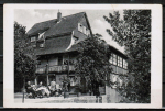 Teil einer Werbe-Ansichtskarte von Michelstadt / Vielbrunn, "Odenwaldheim" - Leonh. Saul, mit Telefon Nr. 4 ! - wohl aus den 1930er-Jahren, oben Einriss