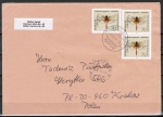 Bund 1550 als portoger. MeF mit 3x 70 Pf Heidelibelle auf Auslands-Brief 20-50g von 1991 nach Polen, rs. AnkStpl.