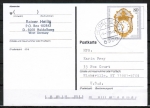 Bund 1633 als portoger. EF mit 80 Pf Wohlfahrt 1992 auf Auslands-Postkarte vom Februar 1993 in die USA, vs. codiert