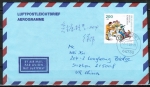 Bund 1730 als portoger. EF mit 200 Pf Jugend 1994 auf Aerogramm von 2000 nach China, AnkStpl.