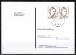 Bund 1489 als portoger. MeF mit 2x 70 Pf Frauen auf Anschriftenprüfungs-Postkarte von 1993-1997, rs. Prüfstempel