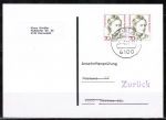 Bund 1489 als portoger. MeF mit 2x 70 Pf Frauen auf Anschriftenprfungs-Postkarte von 1993-1997, rs. Prfstempel