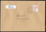 Bund 1397 als portoger. EF mit 500 Pf Frauen auf Auslands-Brief 100-250g von 1989-1993 nach Polen, AnkStpl. 14x20 cm