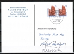 Bund 1469 als portoger. MeF mit 2x 70 Pf SWK Helgoland als Bogen-Paar auf Anschriftenprüfungs-Postkarte 1996, codiert, rs. ohne Stpl.
