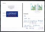 Bund 1534 als portoger. MeF mit 2x 100 Pf SWK "Altötting" geschnitten aus Skl.-MH auf Übersee-Luftpost-Postkarte von 2001 n. China, AnkStpl.
