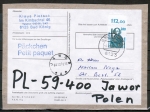 Bund 1381 als portoger. EF mit 280 Pf SWK aus Bogen mit Oberrand auf Ausl.-Pckchen 250-500g von 1988 nach Polen, AnkStpl.