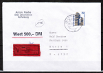 Bund 1407 als portoger. EF mit 350 Pf SWK aus Rolle auf VGO-Wertbrief 20-50g vom Mrz 1991