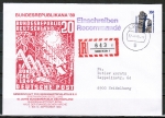 Bund 1407 als Privat-Ganzsachen-Umschlag mit eingedruckter Marke 350 Pf SWK als Einschreibe-Brief bis 20g vom Sept. 1989