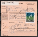 Bund 772 als portoger. MiF mit 30 Pf Kirchentag + 2x 2,- DM Heinemann auf Inlands-Paketkarte von 1973