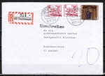 Bund 1018 als portoger. MiF mit 110 Pf Hildegard von Bingen + 2x rote 50 Pf B+S auf Inlands-Einschreibe-Brief von 1979