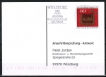 Bund 1023 als portoger. EF mit 60 Pf Tag der Briefmarke 1979 auf Sammel-Anschriftenprüfungs-Postkarte von 1993-2002, codiert + rs. gestempelt !