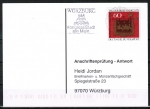 Bund 1023 als portoger. EF mit 60 Pf Tag der Briefmarke 1979 auf Sammel-Anschriftenprfungs-Postkarte von 1993-2002, codiert + rs. gestempelt !
