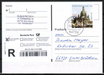Bund 3219 als portoger. EF mit 260 Cent Bähr-Kuppelkirche als Nassklebe-Marke auf Einwurf-Einschreib-Postkarte von 2016-2019, codiert