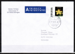 Bund 3304 als portoger. EF mit 90 Cent Blumen / Johanniskraut mit Scancode-Seitenrand auf A-Brief vom ZAG Büsingen von 2017-2019 in die Schweiz