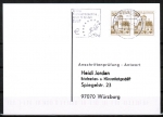 Bund 914 als portoger. MeF mit 2x 20 Pf B+S - Serie aus Rolle / Buchdruck auf Sammel-Anschriftenprüfungs-Postkarte von 1993-2002, codiert