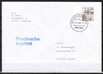 Bund 1037 als portoger. EF mit brauner 40 Pf B+S - Marke aus Bogen mit SR auf Drucksache bis 20g vom ZAG Bsingen in die Schweiz von 1986
