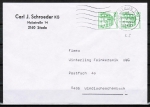 Bund 1038 LS als portoger. MeF mit 2x grüner 50 Pf B+S - Marke aus Rolle im Letterset-Druck auf Inlands-Brief bis 20g von 1989-1997