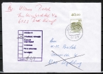 Bund 1140 als portoger. EF mit 80 Pf B+S Serie aus Bogen mit Oberrand auf Inlands-Brief bis 20g von 1982-1989, Brief amtlich geöffnet !